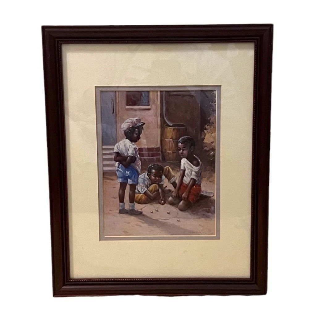 Vintage Shoot the Marble Framed Print, Size 11X14